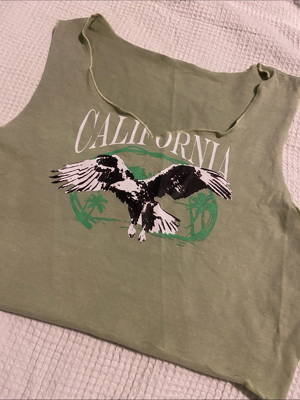 California Eagle Graphic Tank - Sage Green